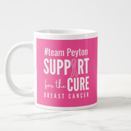 Caneca De Café Grande nome personalizado do cancer da mama Rosa mug