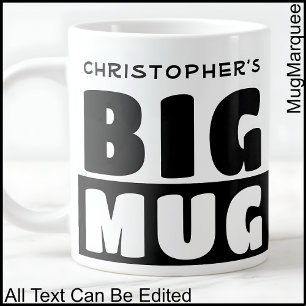 Caneca De Café Grande Nome Personalizado Engraçado Texto 2 Tone Preto Gr