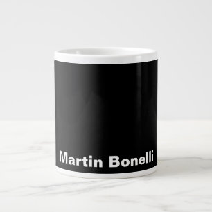 Caneca De Café Grande Nome personalizado Mínimo Preto Preto Preto Modern