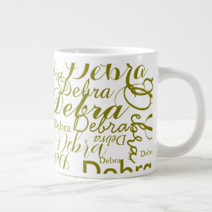 Caneca De Café Grande Nome Personalizado Tipografia Olive