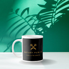 Caneca De Café Grande Nome profissional de Canetas Pretas e Douradas Cru