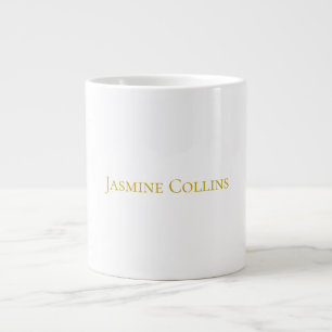 Caneca De Café Grande Nome profissional minimalista cor dourada simples