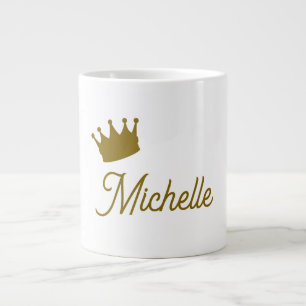 Caneca De Café Grande Nome Próprio Criativo Moderno Cor Dourada Script