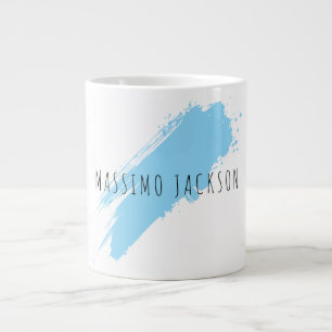 Caneca De Café Grande Nome Próprio Decorativo Chic Simples Azul Branco