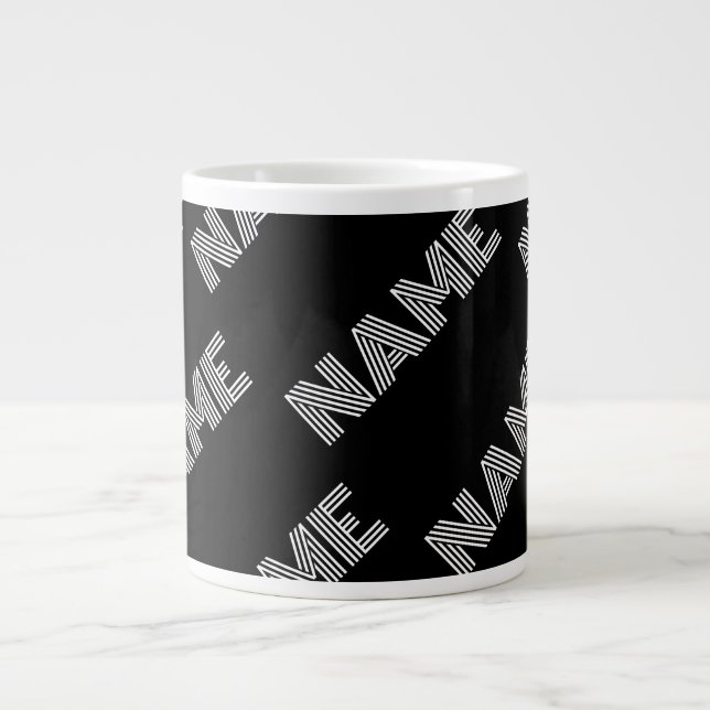 Caneca De Café Grande Nome Retromoderno Negrito ou Padrão do Word (Frente)