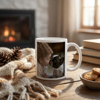 Caneca De Café Grande Nomeie 2 foto do animal de estimação simples crie