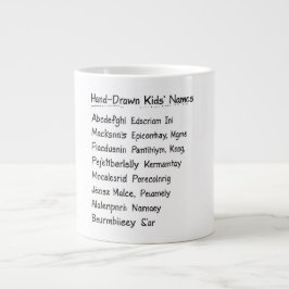 Caneca De Café Grande Nomes de Crianças Desenhados à Mão Personalizados