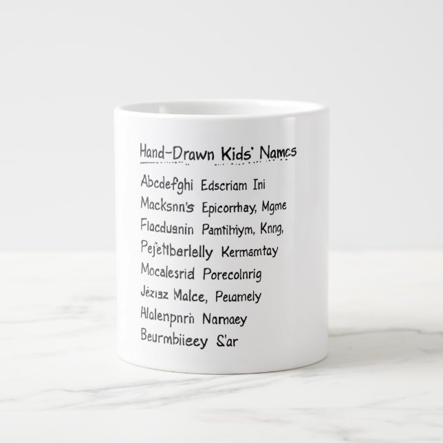 Caneca De Café Grande Nomes de Crianças Desenhados à Mão Personalizados  (Frente)
