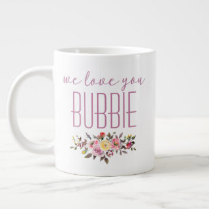 Caneca De Café Grande Nós Amamos Você Bubbie Floral Rosa
