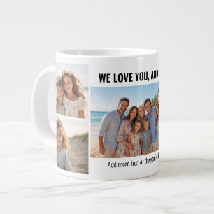 Caneca De Café Grande Nós Te Amamos - Adicionar Nome - Colagem de 5 Foto
