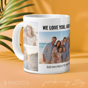 Caneca De Café Grande Nós Te Amamos - Adicionar Nome - Colagem de 5 Foto