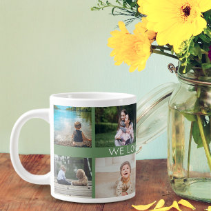 Caneca De Café Grande Nós Te Amamos Vovó Colagem de Fotos Personalizada
