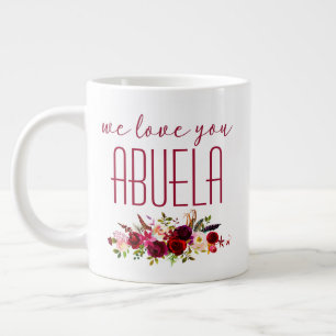 Caneca De Café Grande Nós Te Amo Abuela Burgundy Floral