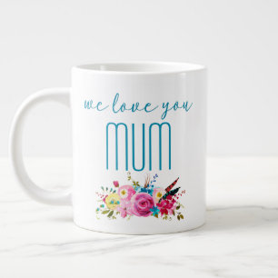 Caneca De Café Grande Nós Te Amo Mãe Teal Rosa Floral