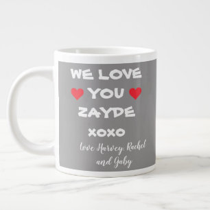 Caneca De Café Grande Nós Te Amo Zayde Cinzas Personalizadas/White + Cor