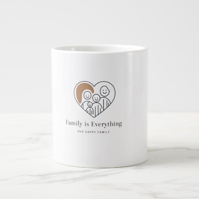Caneca De Café Grande Nossa família feliz (Frente)