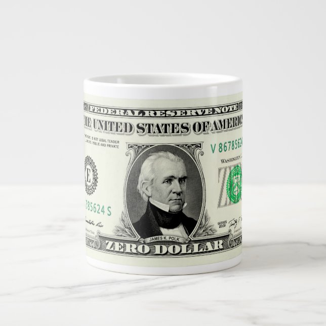 Caneca De Café Grande Nota de Zero Dólar (Frente)