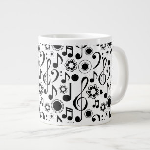 Caneca De Café Grande Notas e Clefs de Música