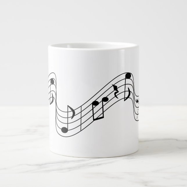 Caneca De Café Grande Notas Musicais (Frente)