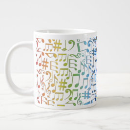 Caneca De Café Grande Notas Musicais Coloridas Dançantes Amantes da Músi