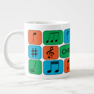 Caneca De Café Grande Notas Musicais Personalizadas