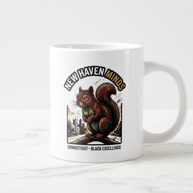 Caneca De Café Grande Nova Mente Haven Esquilo Vermelho Excelência Negra (Direita)