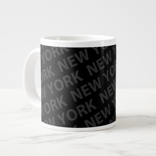 Caneca De Café Grande Nova York - Cinza Escura Padrão (Frente Esquerda)