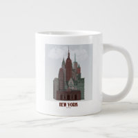 Nova York em Nuvens - Vermelho Escuro e Verde