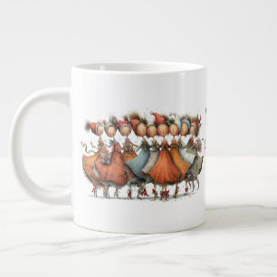 Caneca De Café Grande Nove Senhoras Caprichosas Dançando 12 Dias de Nata