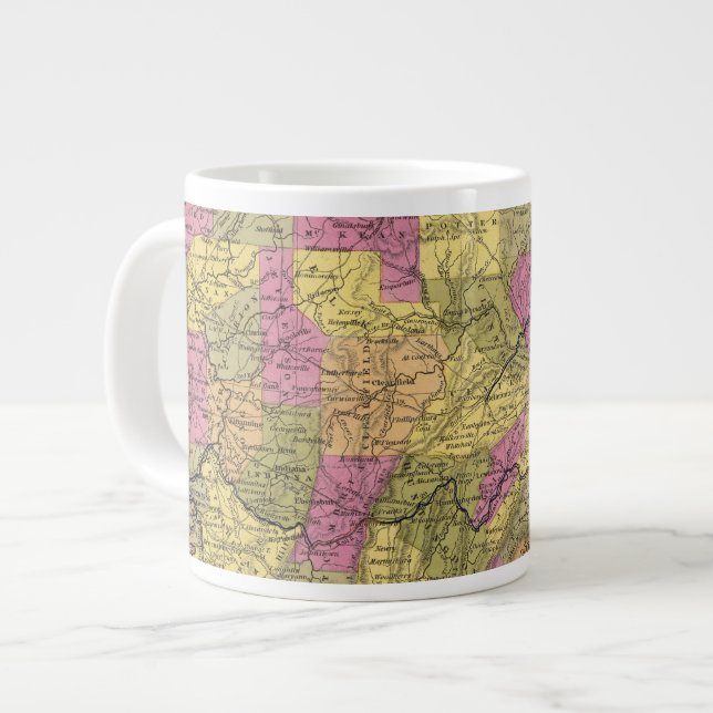 Caneca De Café Grande Novo Mapa Da Pensilvânia 2 (Frente Esquerda)