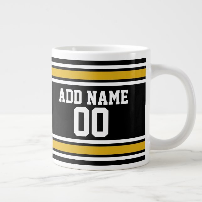 Caneca De Café Grande Número de Nome Personalizado de Futebol Dourado Ne (Direita)