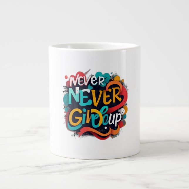 Caneca De Café Grande Nunca desista (Frente)