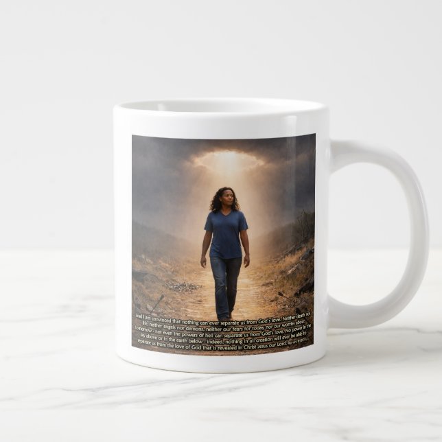 Caneca De Café Grande Nunca separado de Deus (Direita)