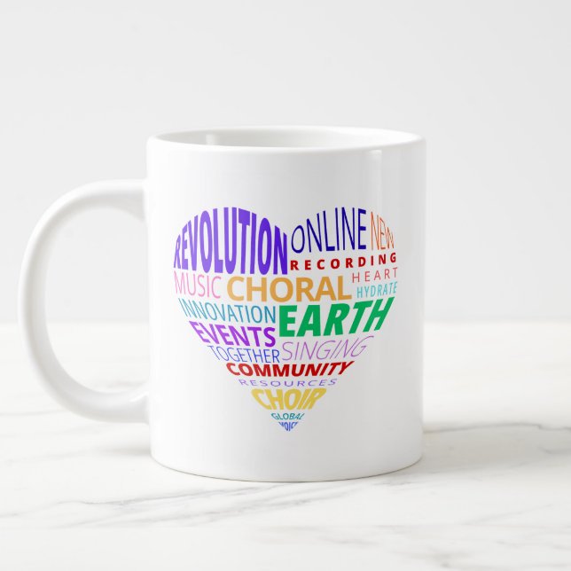 Caneca De Café Grande Nuvem de Palavras do Coro da Terra (Esquerda)