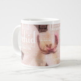 Caneca De Café Grande Nuvem de Palavras Florto Orquídea