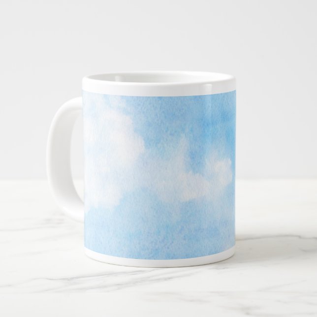 Caneca De Café Grande Nuvens aquáticas e fundo do céu (Frente Esquerda)