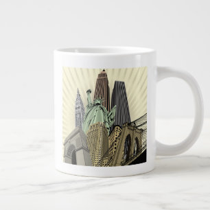 Caneca De Café Grande NYC de paisagem urbana super estriada