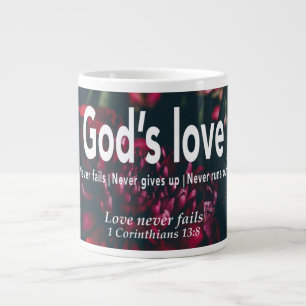 Caneca De Café Grande O AMOR NUNCA FALHA NA FALHA Personalizada Cristã