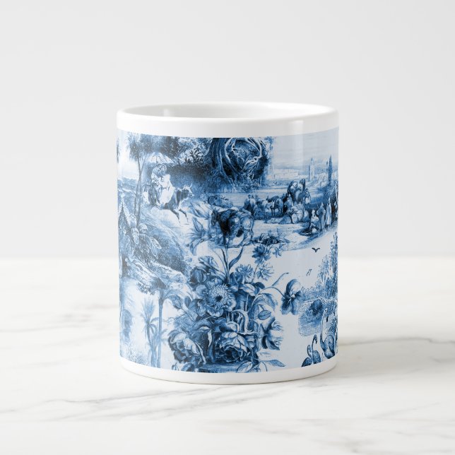 Caneca De Café Grande O azul português azulejo o padrão romântico da cen (Frente)