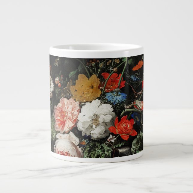Caneca De Café Grande O Buquê derrubado de Abraham Mignon (Frente)