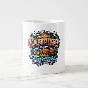 Caneca De Café Grande O Camping É Minha Terapia Divertido Camping Ao Ar