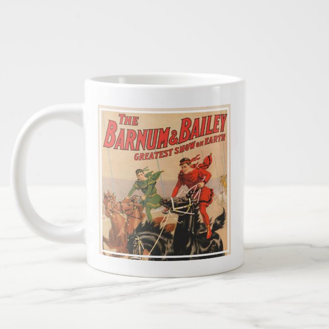Caneca De Café Grande O Circo Se Arrasta Com Homens Enrolando Dois Caval (Esquerda)