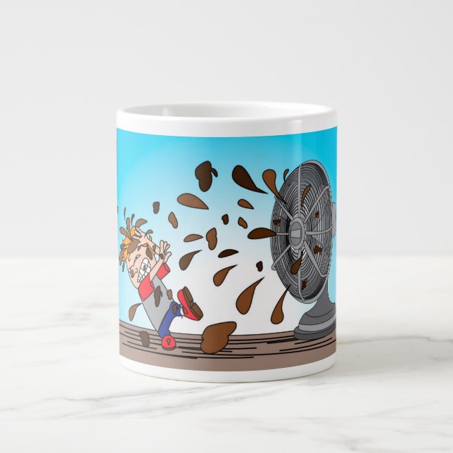 Caneca De Café Grande O cocô atingiu o ventilador (Frente)