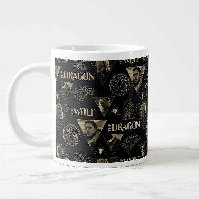 Caneca De Café Grande O Dragão e o Wolf Daenerys e Jon Pattern (Esquerda)