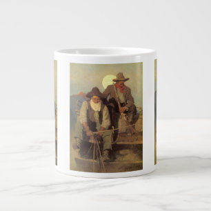 Caneca De Café Grande O Estágio de Pagamento por NC Wyeth, Caubóis Vinta
