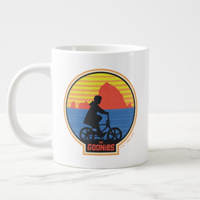 Caneca De Café Grande O Gráfico de Bike do Retro Mikey Riding (Esquerda)