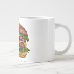 Caneca De Café Grande O hambúrguer empilhado de SlipperyJoe