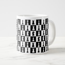 Caneca De Café Grande O Jogo do Xadrez apresenta um padrão preto e branc