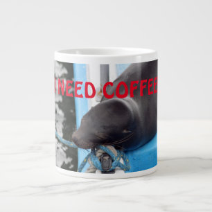 Caneca De Café Grande O Leão Do Mar Sonolento Precisa De Café!