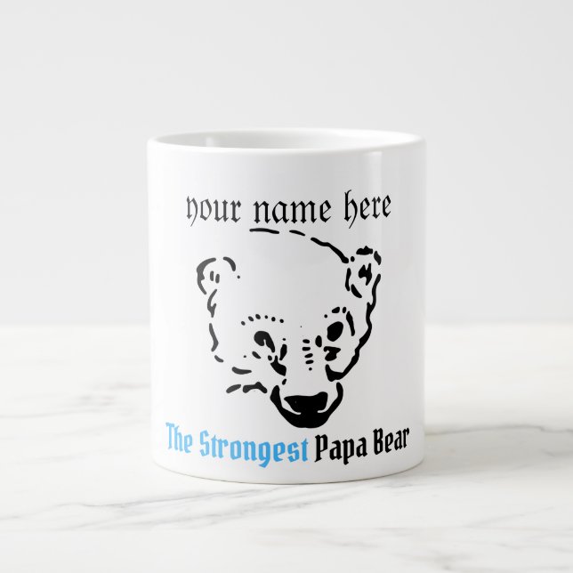 Caneca De Café Grande o mais forte urso papa, presente de Pai Simples (Frente)